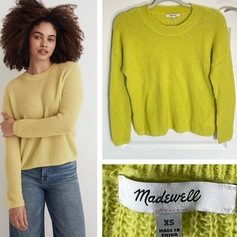 Madewell Ribbed Crewneck Sweater green yellow 47178